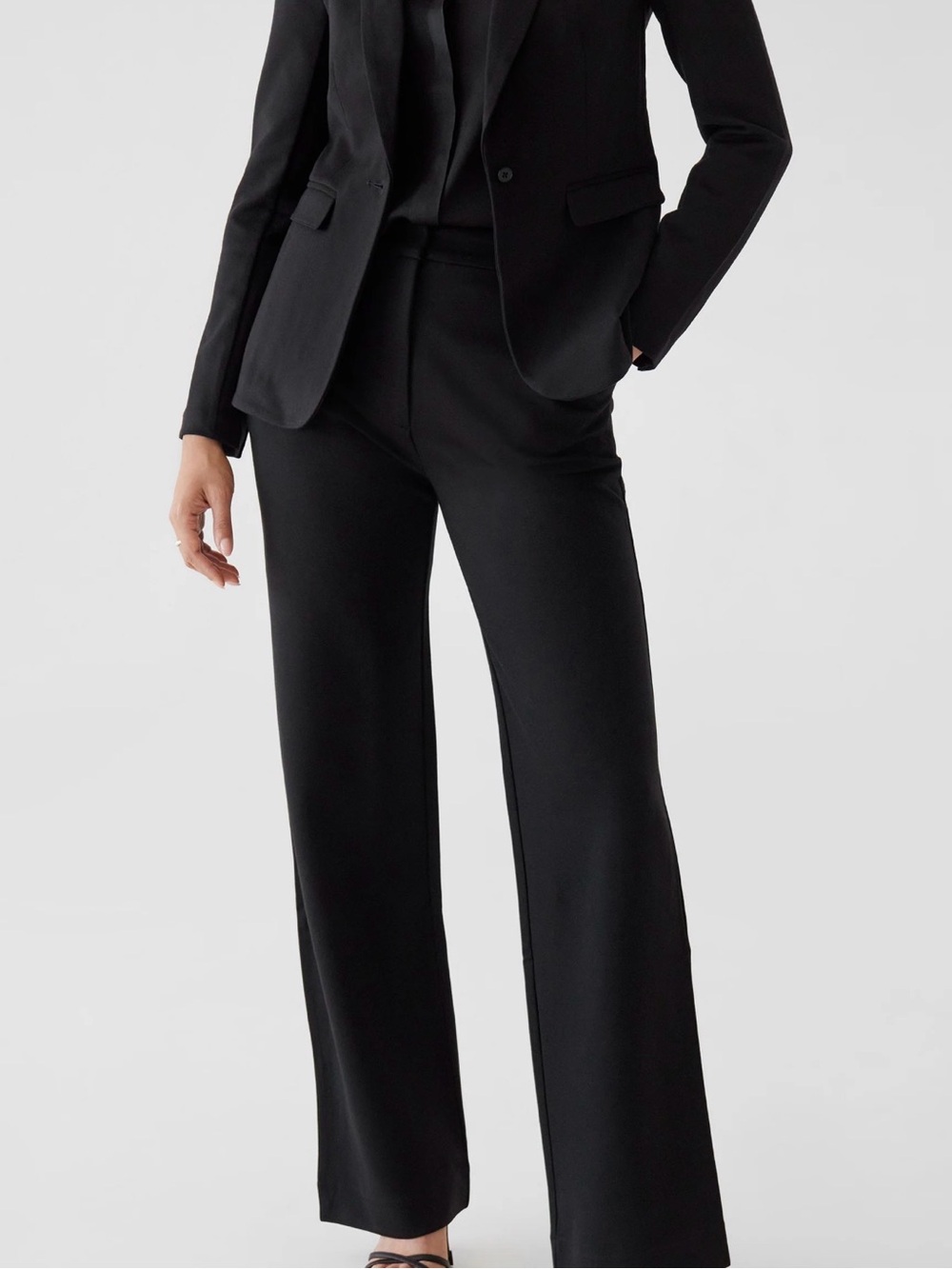 Women's Black Wide-Leg Formal Trousers